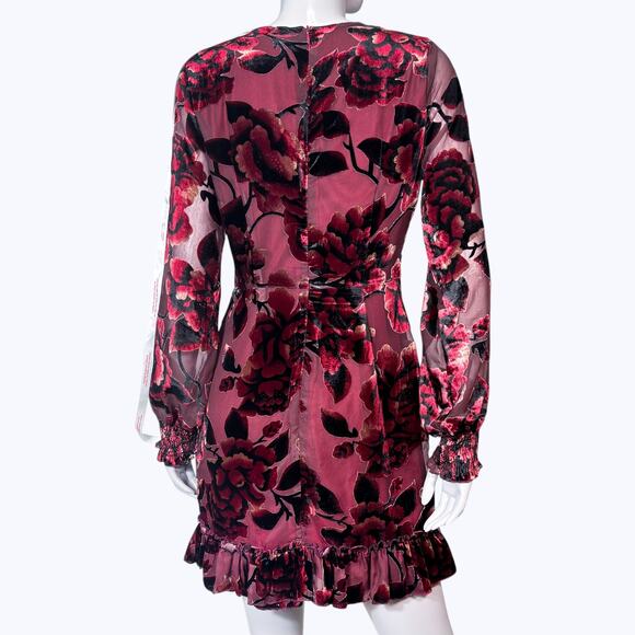 Missguided NEW Devore V-Neck Tea Dress 6 Velvet Burnout Whimsygoth Fairy Grunge - Picture 2 of 9